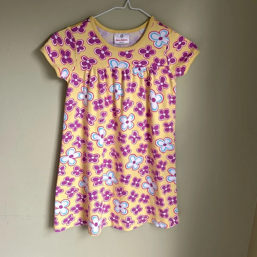 Girl”d Hanna Andersson yellow floral play dress Size 6/7